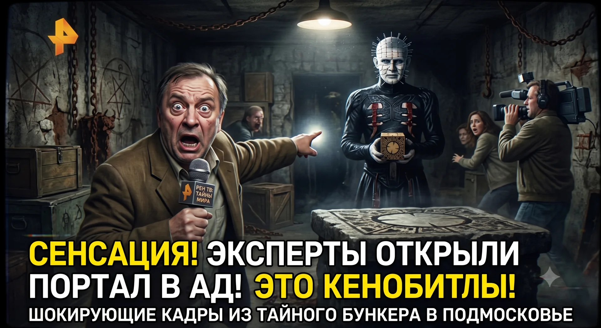 Сатирическая иллюстрация телевизионного сюжета о портале в иной мир